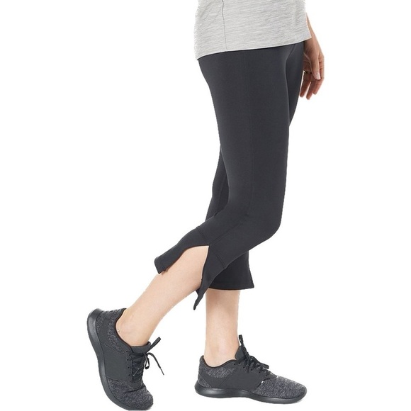FIT For All Black Kick Side-Slit Flared Athletic Leggings Capris (Z10.7) - Picture 2 of 8